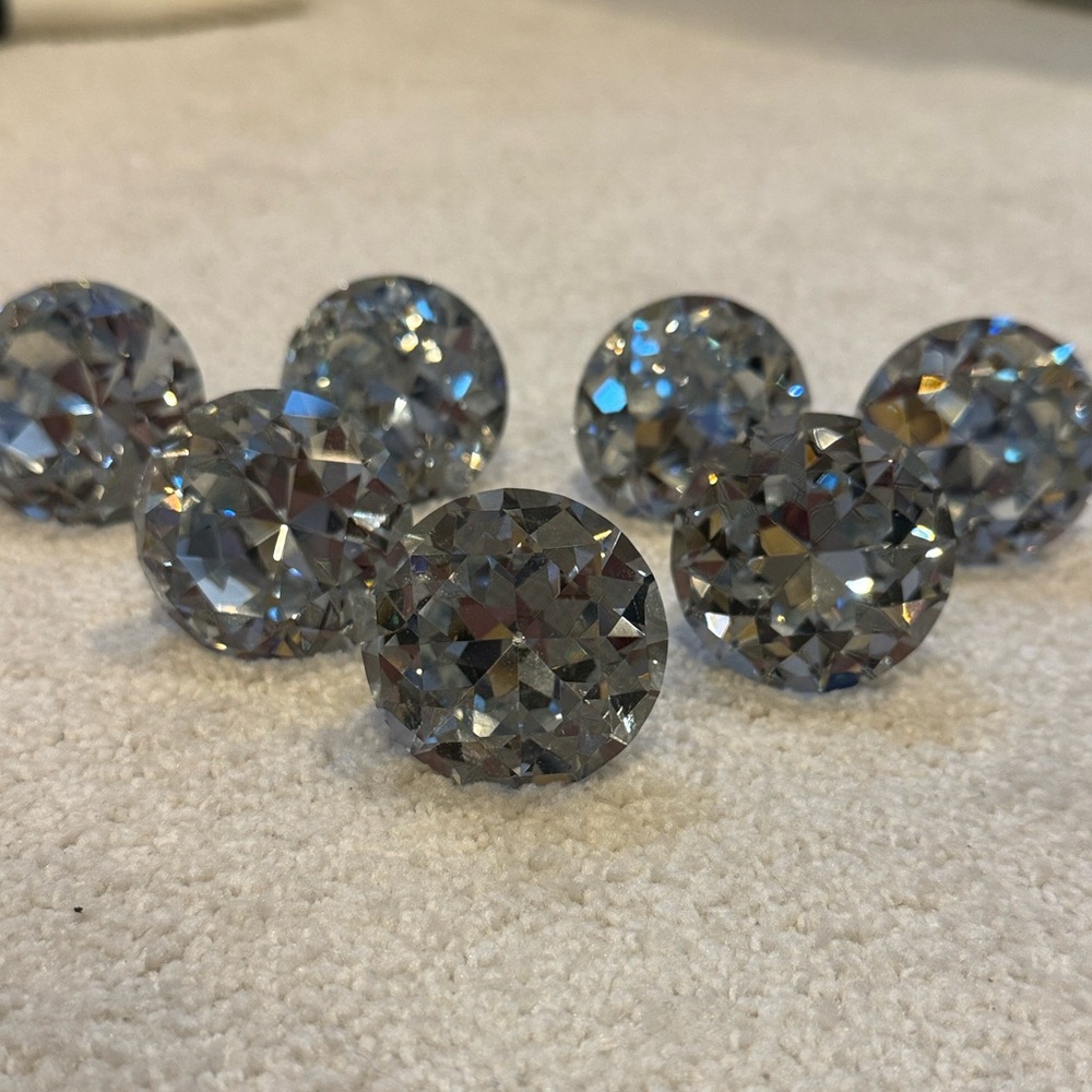 Crystal Glass Cabinet Knob Set of 7 Decorative Drawer Pull